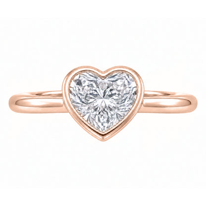 Lab-Grown Diamond Heart Cut Solitaire Bezel Engagement Ring in 14K White Gold or 14K Yellow Gold
