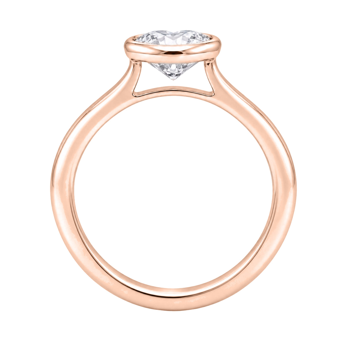 Lab-Grown Diamond Heart Cut Solitaire Bezel Engagement Ring in 14K White Gold or 14K Yellow Gold