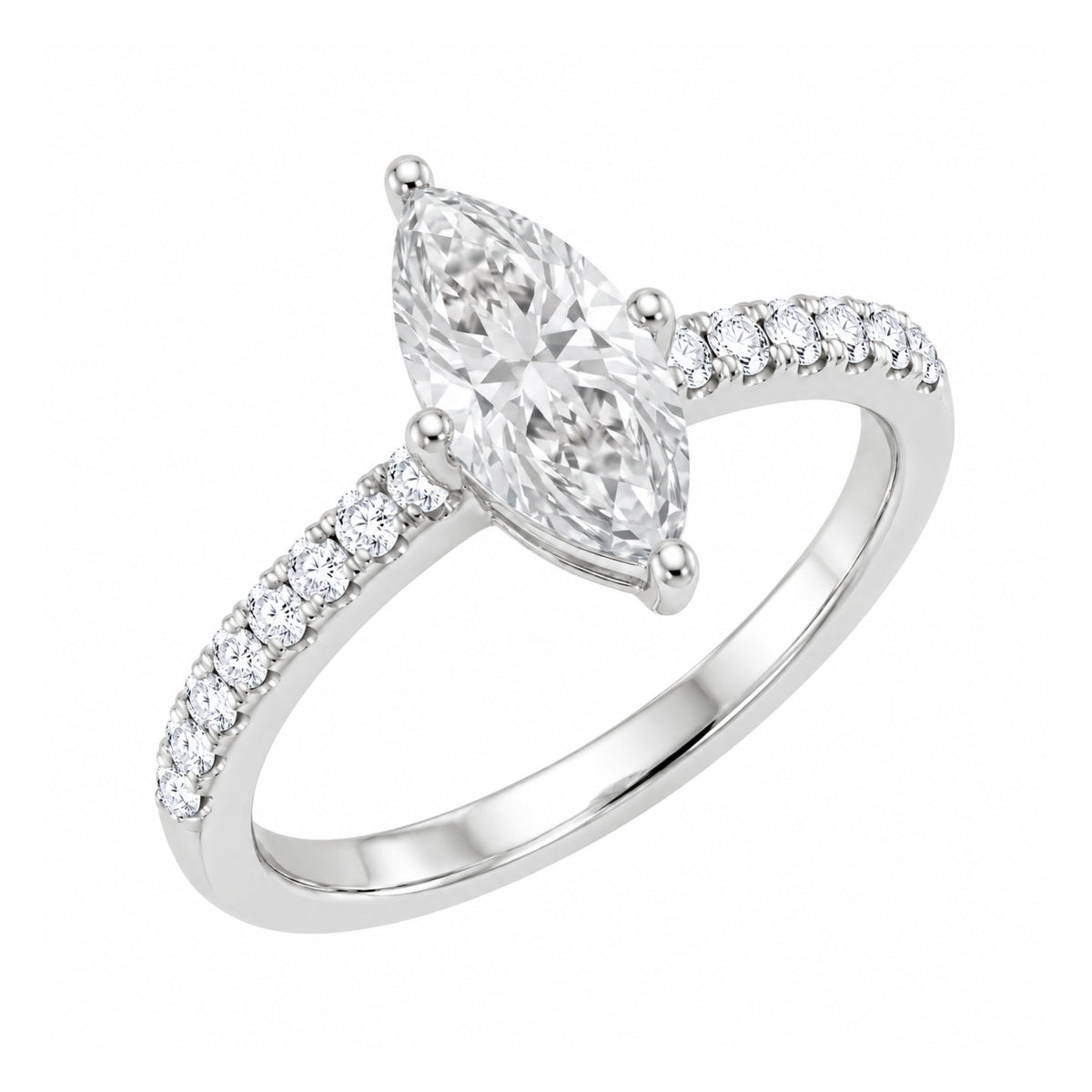 Lab-Grown Diamond Marquise Solitaire Wedding Ring in 14K White Gold or 14K Yellow Gold