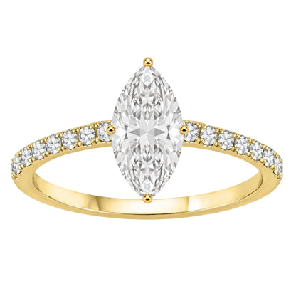 Lab-Grown Diamond Marquise Solitaire Wedding Ring in 14K White Gold or 14K Yellow Gold