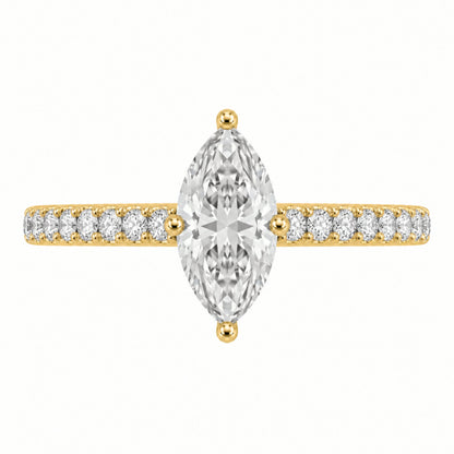 Lab-Grown Diamond Marquise Solitaire Wedding Ring in 14K White Gold or 14K Yellow Gold