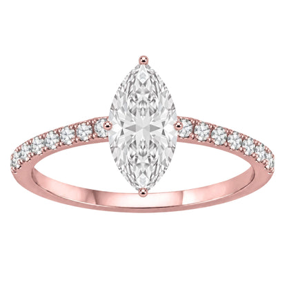 Lab-Grown Diamond Marquise Solitaire Wedding Ring in 14K White Gold or 14K Yellow Gold