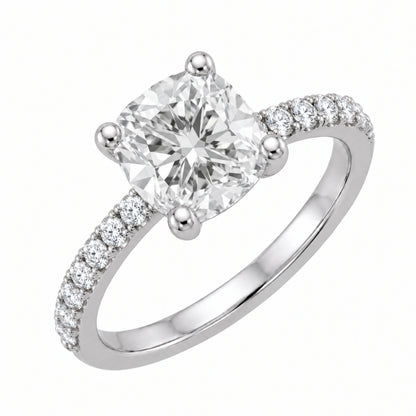 Lab-Grown Diamond Cushion Solitaire Wedding Ring in 14K White Gold or 14K Yellow Gold