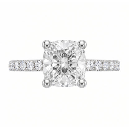Lab-Grown Diamond Cushion Solitaire Wedding Ring in 14K White Gold or 14K Yellow Gold