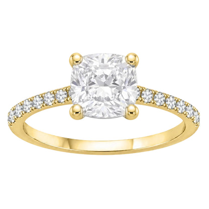 Lab-Grown Diamond Cushion Solitaire Wedding Ring in 14K White Gold or 14K Yellow Gold