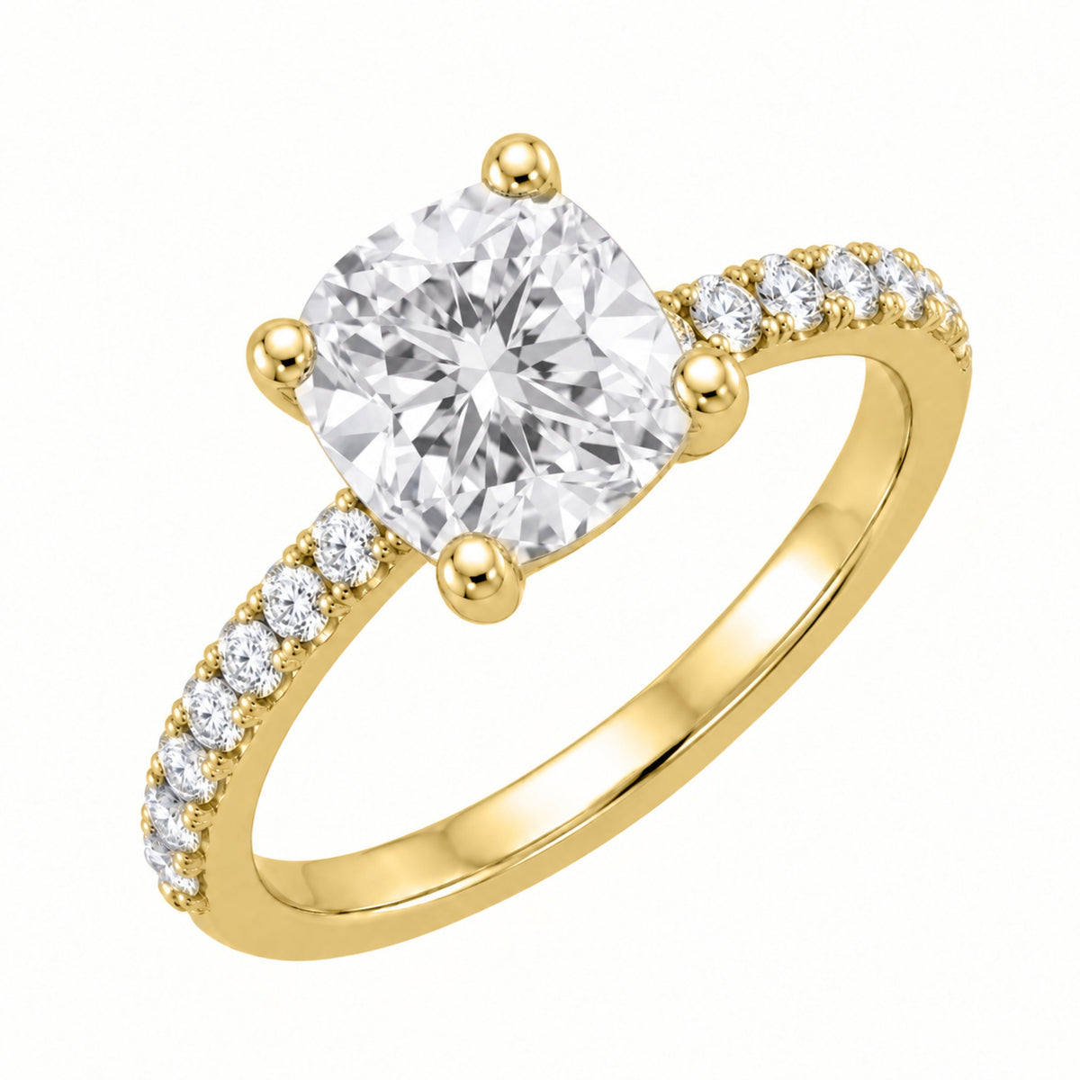 Lab-Grown Diamond Cushion Solitaire Wedding Ring in 14K White Gold or 14K Yellow Gold