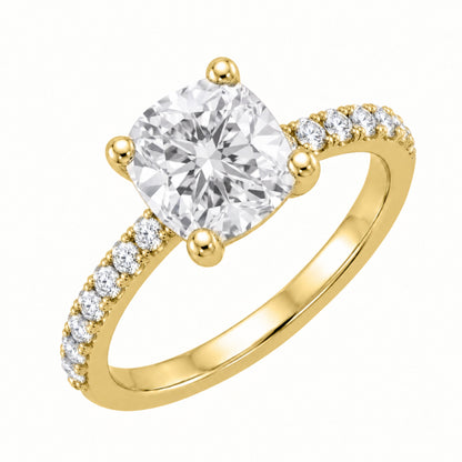 Lab-Grown Diamond Cushion Solitaire Wedding Ring in 14K White Gold or 14K Yellow Gold