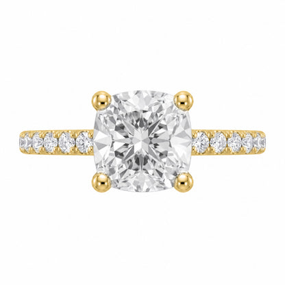 Lab-Grown Diamond Cushion Solitaire Wedding Ring in 14K White Gold or 14K Yellow Gold