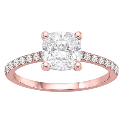 Lab-Grown Diamond Cushion Solitaire Wedding Ring in 14K White Gold or 14K Yellow Gold