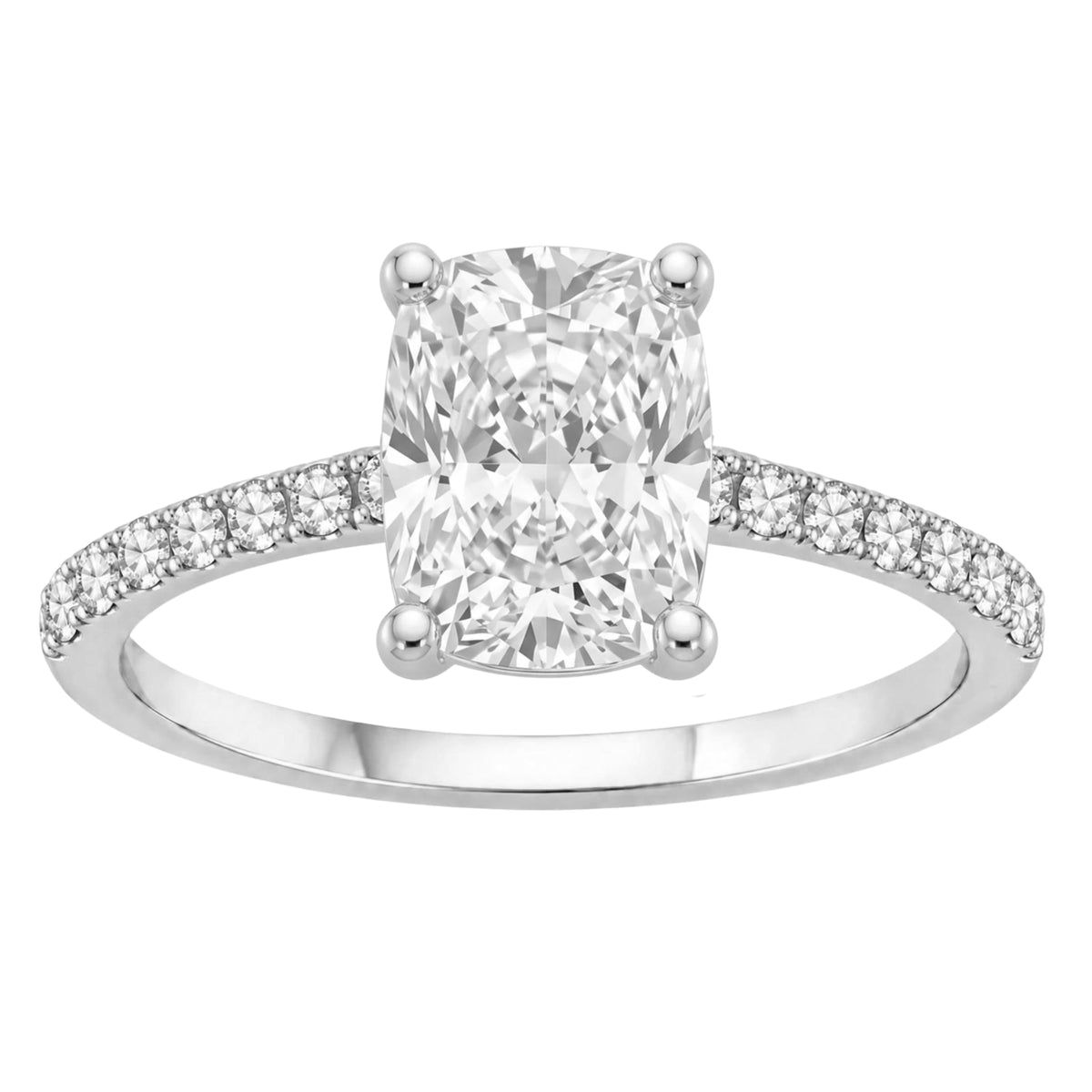 Lab-Grown Diamond Long Cushion Solitaire Wedding Ring in 14K White Gold or 14K Yellow Gold