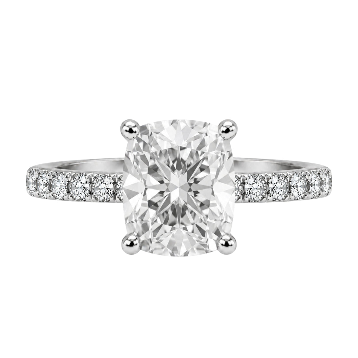 Lab-Grown Diamond Long Cushion Solitaire Wedding Ring in 14K White Gold or 14K Yellow Gold