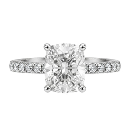 Lab-Grown Diamond Long Cushion Solitaire Wedding Ring in 14K White Gold or 14K Yellow Gold