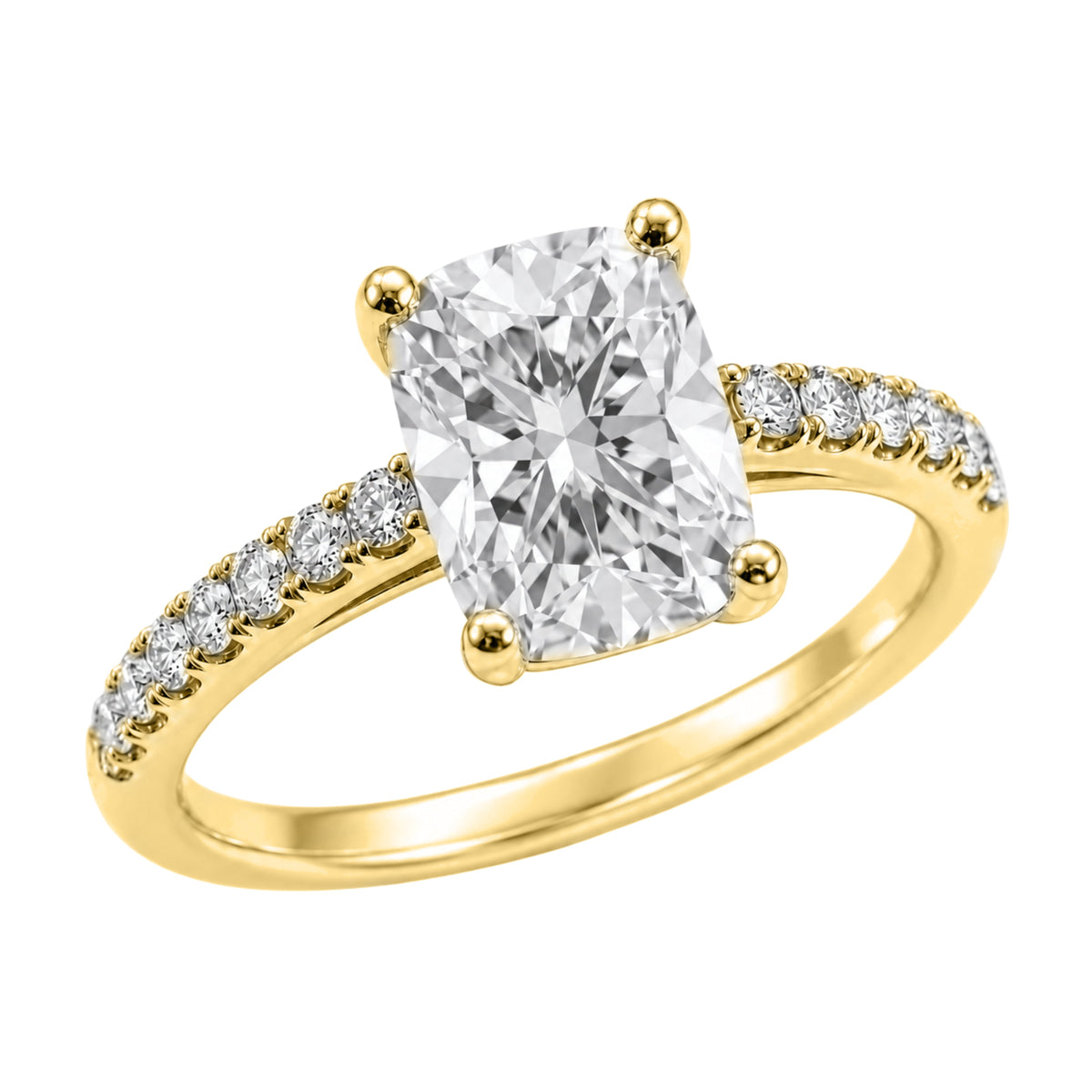 Lab-Grown Diamond Long Cushion Solitaire Wedding Ring in 14K White Gold or 14K Yellow Gold