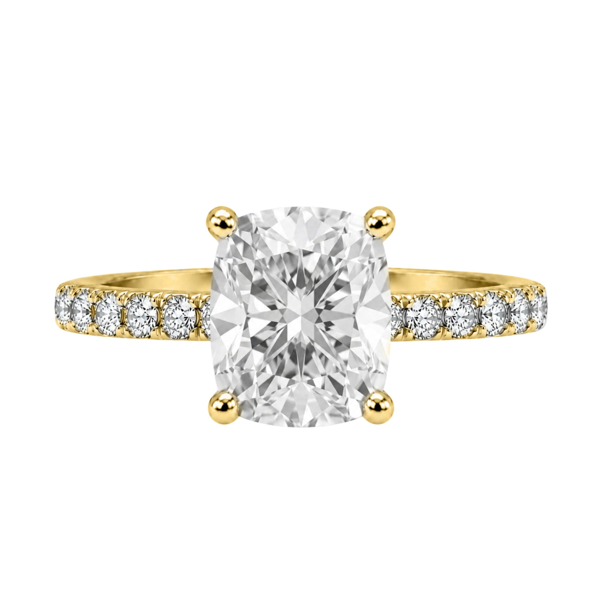 Lab-Grown Diamond Long Cushion Solitaire Wedding Ring in 14K White Gold or 14K Yellow Gold
