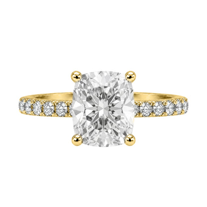 Lab-Grown Diamond Long Cushion Solitaire Wedding Ring in 14K White Gold or 14K Yellow Gold
