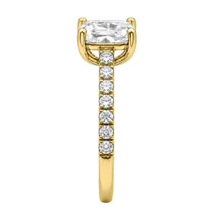 Lab-Grown Diamond Long Cushion Solitaire Wedding Ring in 14K White Gold or 14K Yellow Gold