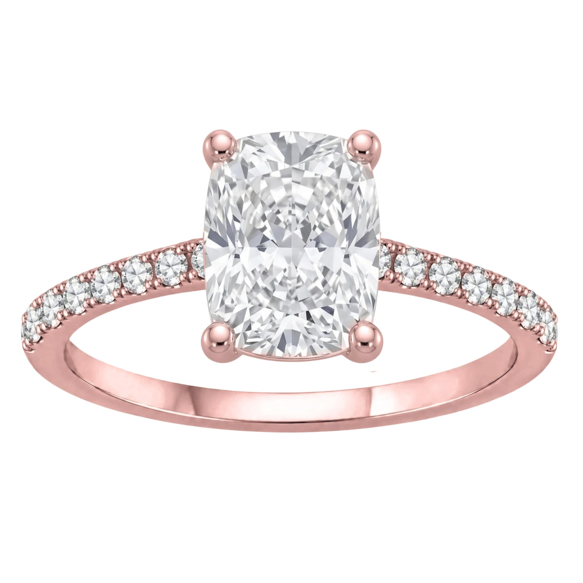 Lab-Grown Diamond Long Cushion Solitaire Wedding Ring in 14K White Gold or 14K Yellow Gold
