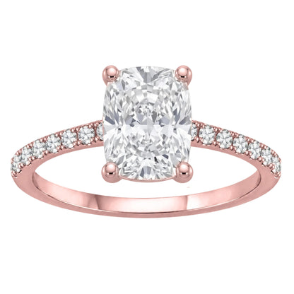 Lab-Grown Diamond Long Cushion Solitaire Wedding Ring in 14K White Gold or 14K Yellow Gold