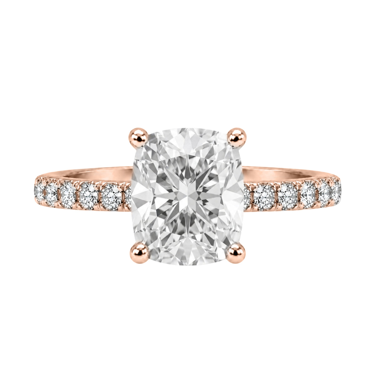 Lab-Grown Diamond Long Cushion Solitaire Wedding Ring in 14K White Gold or 14K Yellow Gold