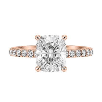 Lab-Grown Diamond Long Cushion Solitaire Wedding Ring in 14K White Gold or 14K Yellow Gold
