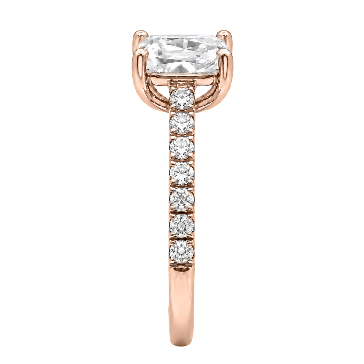 Lab-Grown Diamond Long Cushion Solitaire Wedding Ring in 14K White Gold or 14K Yellow Gold