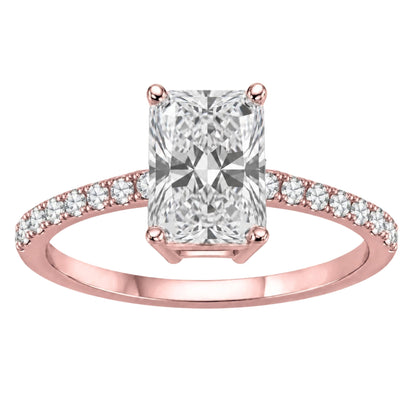 Lab-Grown Diamond Radiant Solitaire Wedding Ring in 14K White Gold or 14K Yellow Gold
