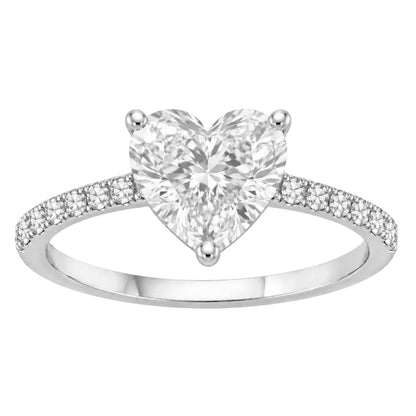 Lab-Grown Diamond Heart Solitaire Wedding Ring in 14K White Gold or 14K Yellow Gold
