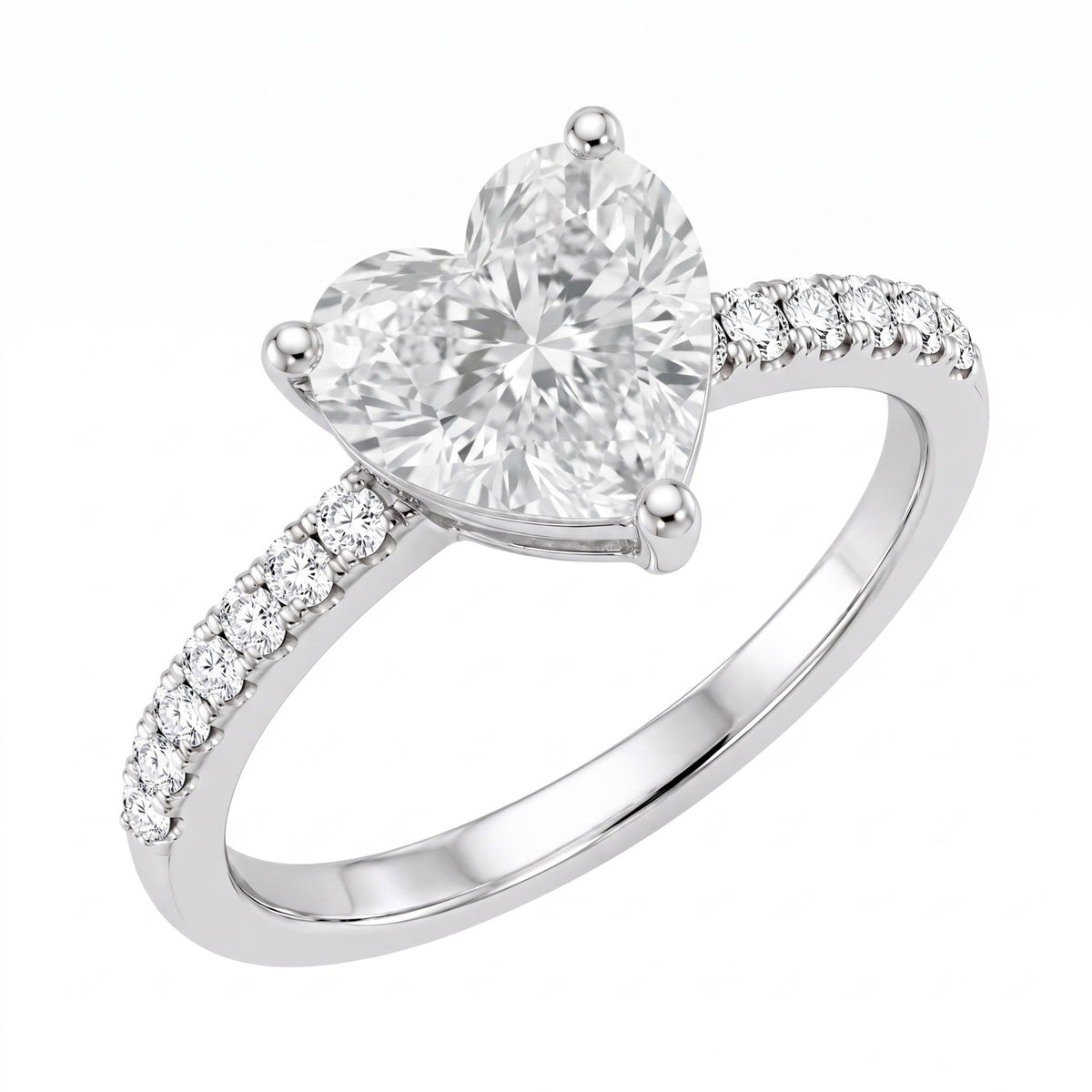 Lab-Grown Diamond Heart Solitaire Wedding Ring in 14K White Gold or 14K Yellow Gold