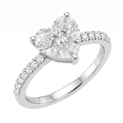 Lab-Grown Diamond Heart Solitaire Wedding Ring in 14K White Gold or 14K Yellow Gold
