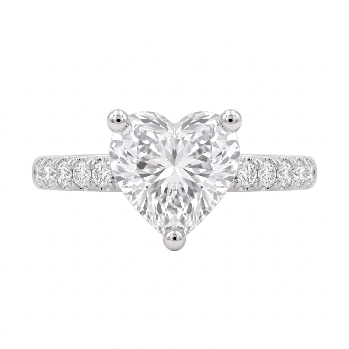 Lab-Grown Diamond Heart Solitaire Wedding Ring in 14K White Gold or 14K Yellow Gold