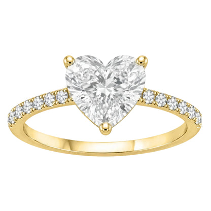 Lab-Grown Diamond Heart Solitaire Wedding Ring in 14K White Gold or 14K Yellow Gold