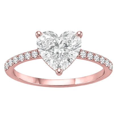Lab-Grown Diamond Heart Solitaire Wedding Ring in 14K White Gold or 14K Yellow Gold