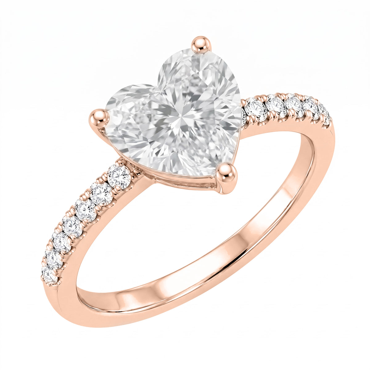 Lab-Grown Diamond Heart Solitaire Wedding Ring in 14K White Gold or 14K Yellow Gold