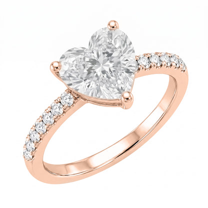 Lab-Grown Diamond Heart Solitaire Wedding Ring in 14K White Gold or 14K Yellow Gold