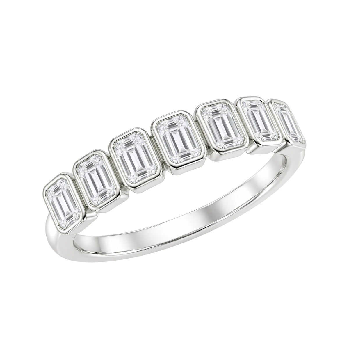 Lab-Grown Diamond Emerald-Cut 7 Stone Ring in 14K White Gold or 14K Yellow Gold