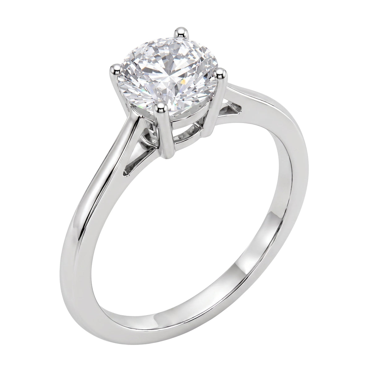 Lab-Grown Diamond Round Cut Solitaire Engagement Ring in 14K White Gold or 14K Yellow Gold