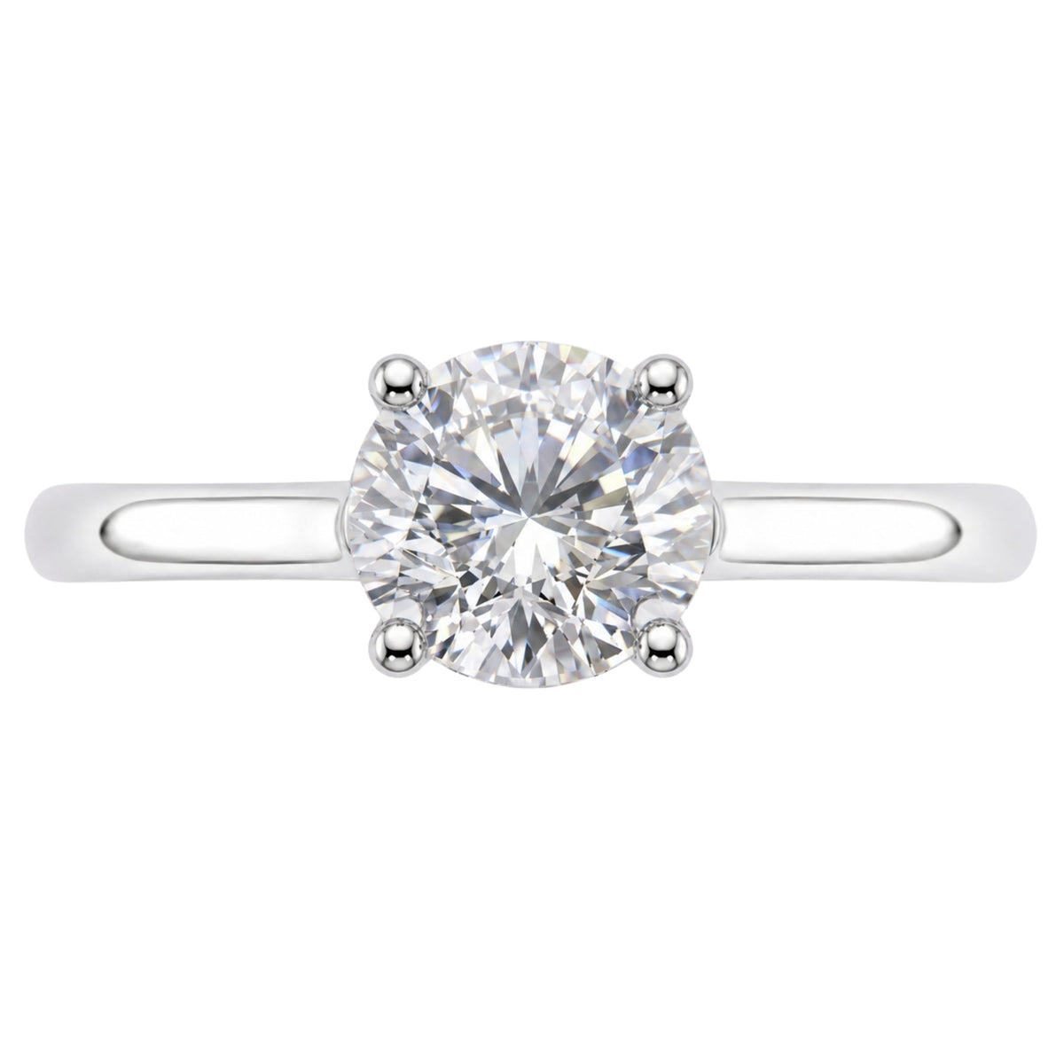 Lab-Grown Diamond Round Cut Solitaire Engagement Ring in 14K White Gold or 14K Yellow Gold