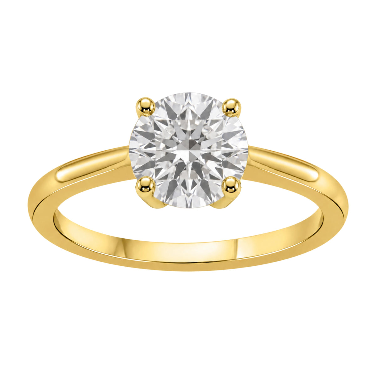Lab-Grown Diamond Round Cut Solitaire Engagement Ring in 14K White Gold or 14K Yellow Gold
