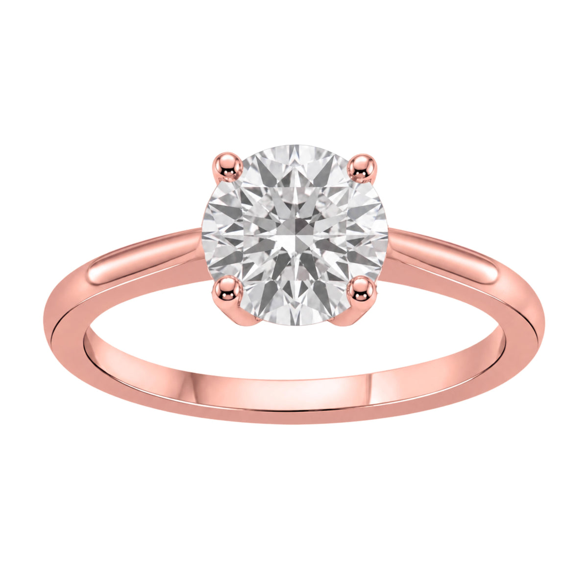 Lab-Grown Diamond Round Cut Solitaire Engagement Ring in 14K White Gold or 14K Yellow Gold