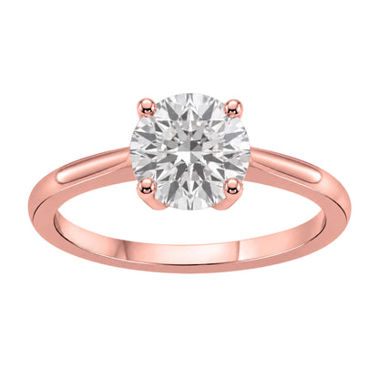 Lab-Grown Diamond Round Cut Solitaire Engagement Ring in 14K White Gold or 14K Yellow Gold