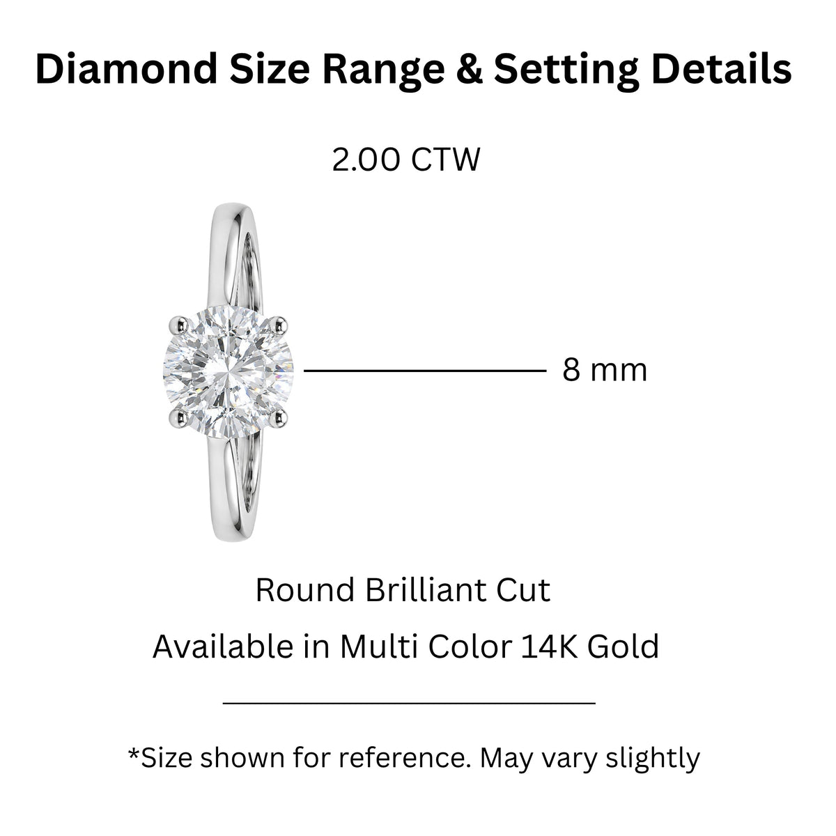 Lab-Grown Diamond Round Cut Solitaire Engagement Ring in 14K White Gold or 14K Yellow Gold