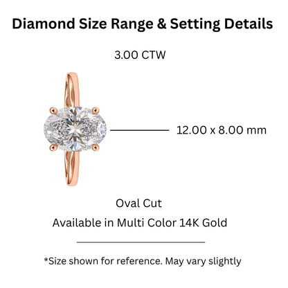 Lab-Grown Diamond Oval Cut Solitaire Engagement Ring in 14K White Gold or 14K Yellow Gold