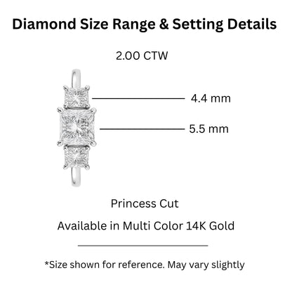 Lab-Grown Diamond Princess Three-Stone Engagement Ring in 14K White Gold or 14K Yellow Gold