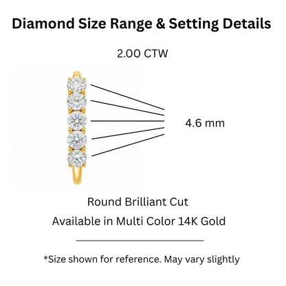 Lab-Grown Diamond Round Five-Stone Wedding Ring in 14K White Gold or 14K Yellow Gold