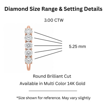 Lab-Grown Diamond Round Five-Stone Wedding Ring in 14K White Gold or 14K Yellow Gold