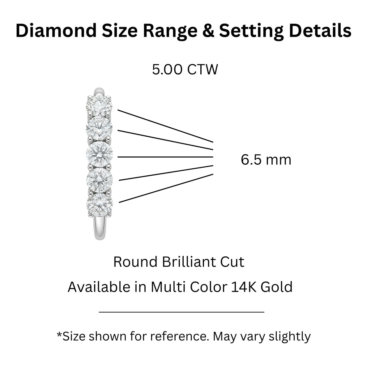 Lab-Grown Diamond Round Five-Stone Wedding Ring in 14K White Gold or 14K Yellow Gold