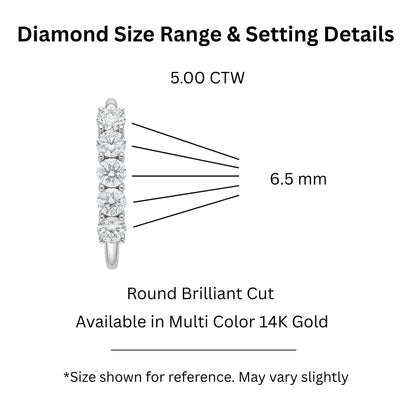 Lab-Grown Diamond Round Five-Stone Wedding Ring in 14K White Gold or 14K Yellow Gold