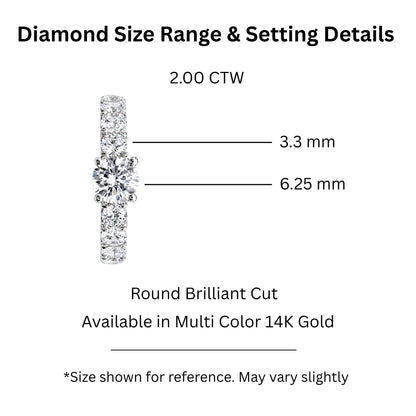 2 ct. T.W. Lab-Grown Diamond Round Engagement Ring in 14K White Gold or 14K Yellow Gold