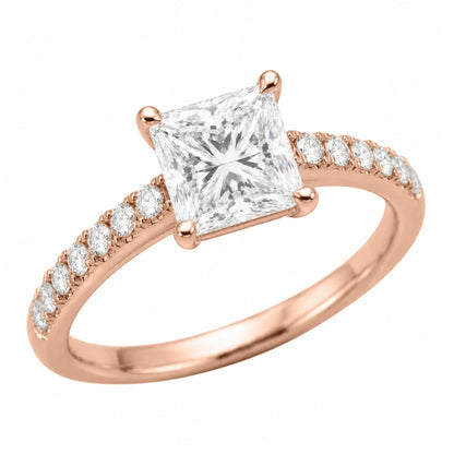 Lab-Grown Diamond Princess Solitaire Wedding Ring in 14K White Gold or 14K Yellow Gold