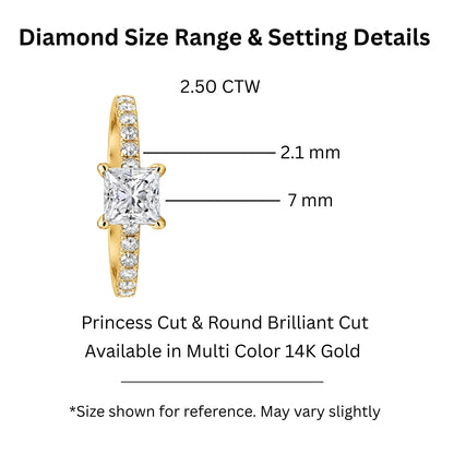 Lab-Grown Diamond Princess Solitaire Wedding Ring in 14K White Gold or 14K Yellow Gold
